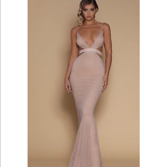 open lace back dress Kaitlin One Shoulder Slinky and Mesh Maxi Dress main image 0
